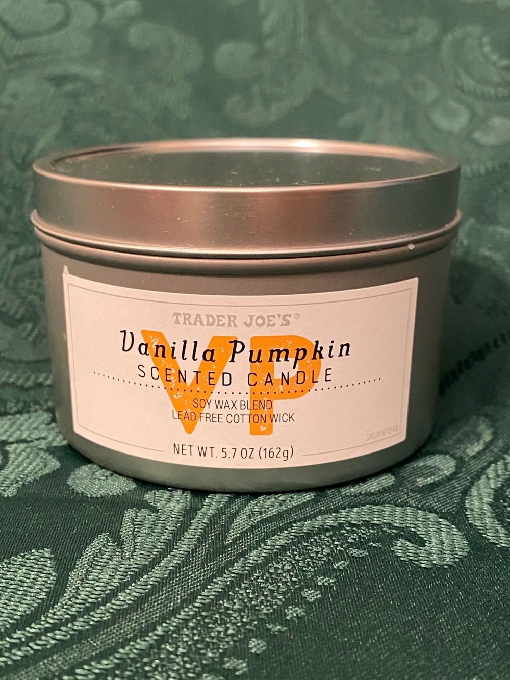 Trader Joe’s Vanilla Pumpkin Limited Edition Scented Candle in Silver Gift Tin